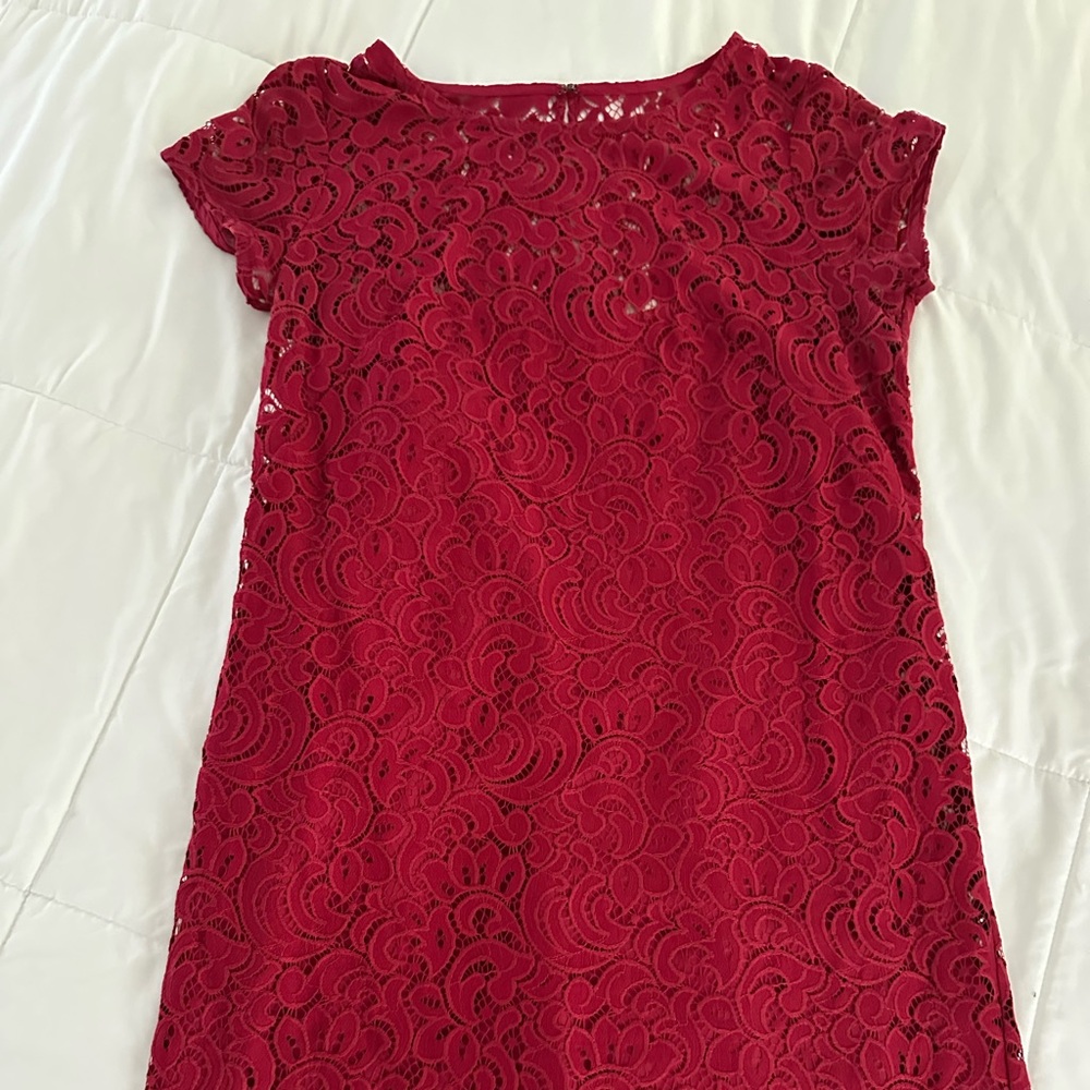 Loft Elegant Red Lace Dress